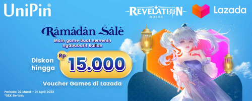 Promo Diskon Hingga Rp 15.000 Voucher UniPin dan Voucher Games di Ramadan Sale 2023 Lazada